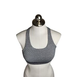 Lululemon Sports Bra Womens 4 Black White Time To Sweat Active Running Yoga